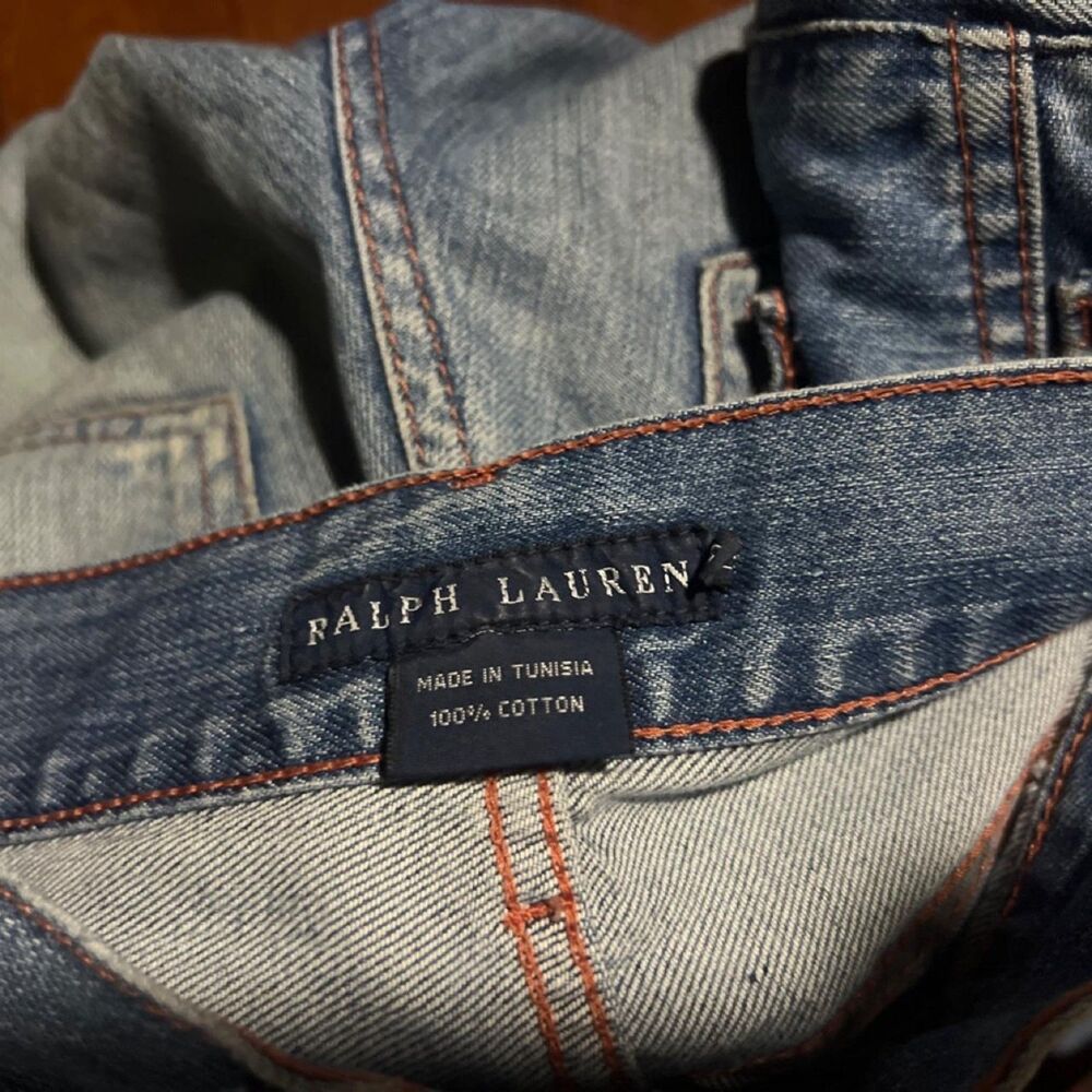 Ralph Lauren Wide Leg Sailor Jeans Women's Size 25 Blue Patch Pocket Denim Y2K